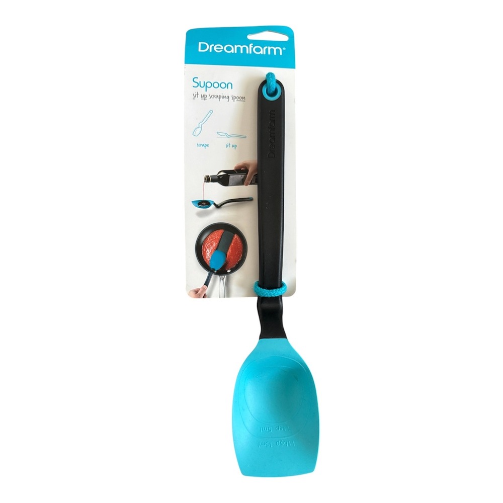 DREAMFARM Supoon SitUp Scraping Spoon Blue Silicone Measuring KitchenUtensil NEW